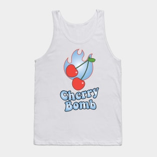 Cherry Bomb and Light Blue Flaming Design Tank Top